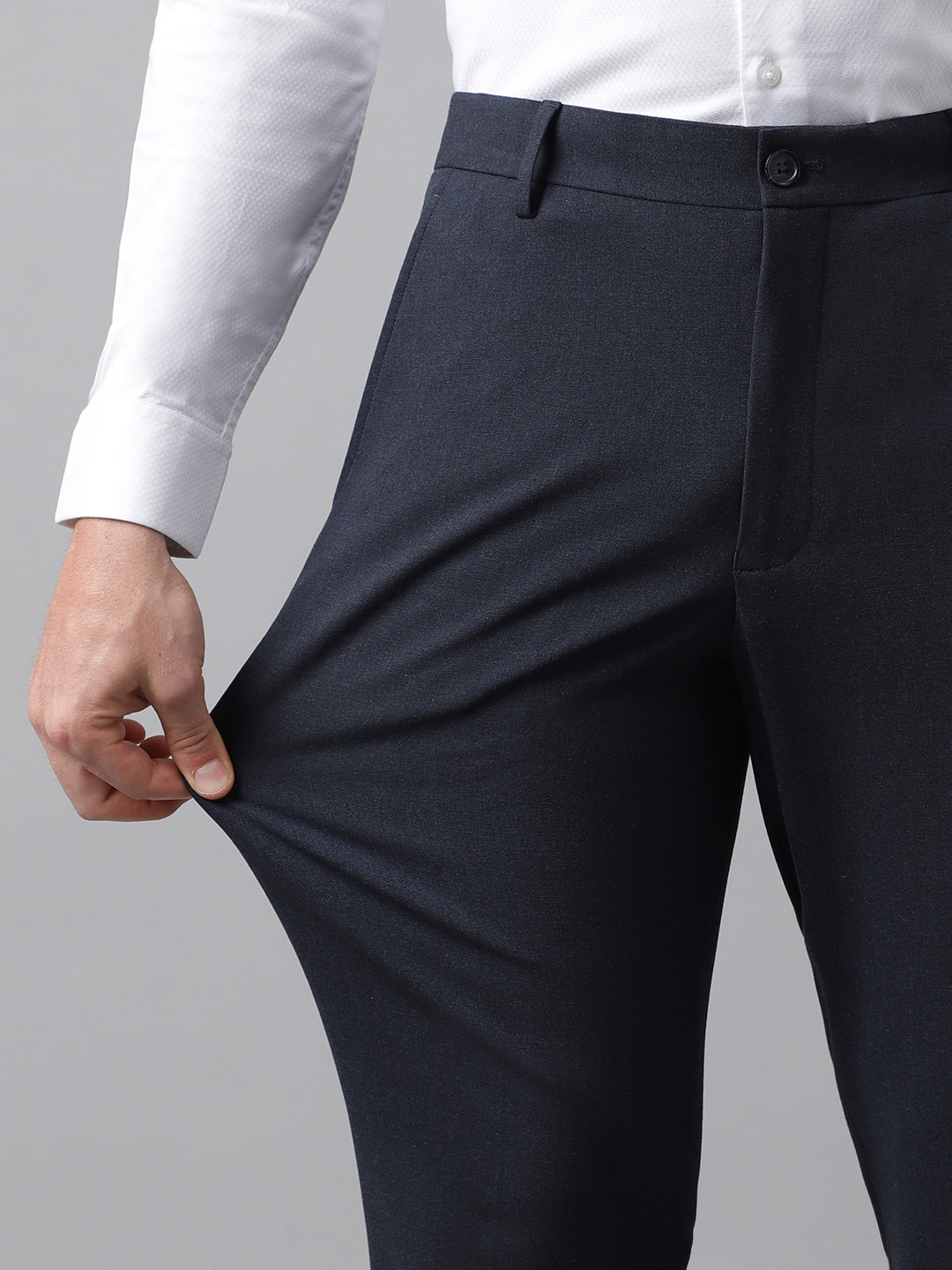 4-Way Stretch Formal Trousers in Mel Blue- Slim Fit