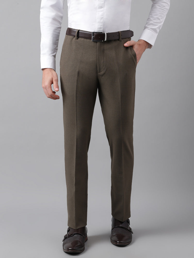 4-Way Stretch Formal Trousers in Oak Brown - Slim Fit