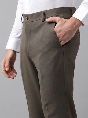 Formal 4 way Stretch Trousers in Oak Brown - Slim Fit