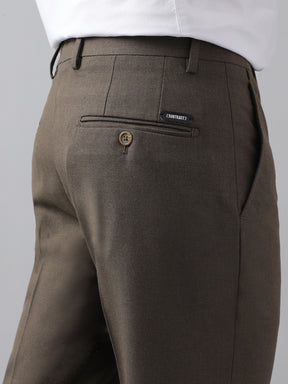 4-Way Stretch Formal Trousers in Oak Brown - Slim Fit
