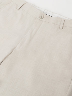 4-Way Stretch Formal Trousers in Ivory Sand - Slim Fit
