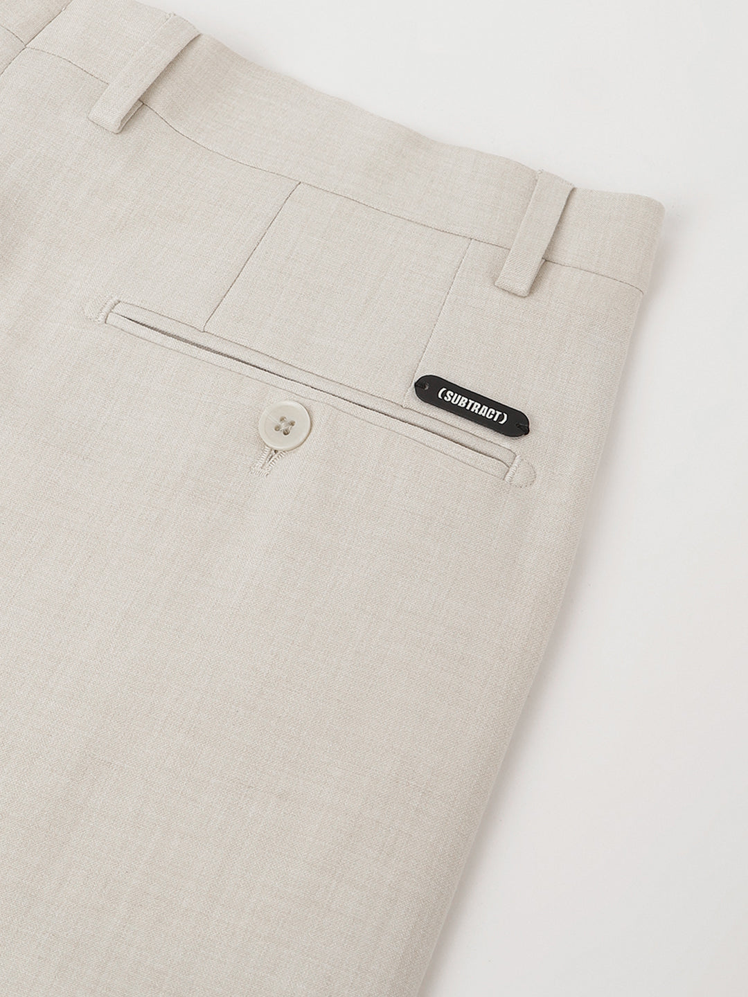 4-Way Stretch Formal Trousers in Ivory Sand - Slim Fit