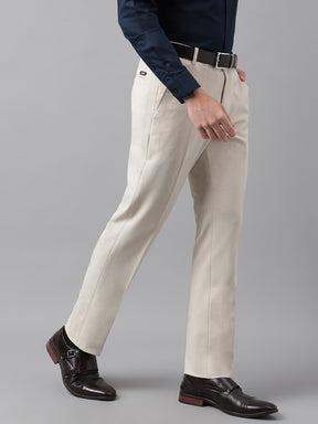4-Way Stretch Formal Trousers in Ivory Sand - Slim Fit