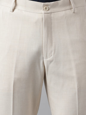 4-Way Stretch Formal Trousers in Ivory Sand - Slim Fit