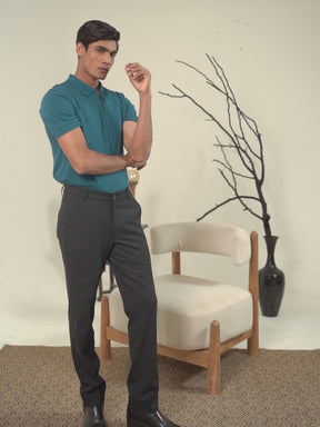 Half Zip Polo in Dark Teal