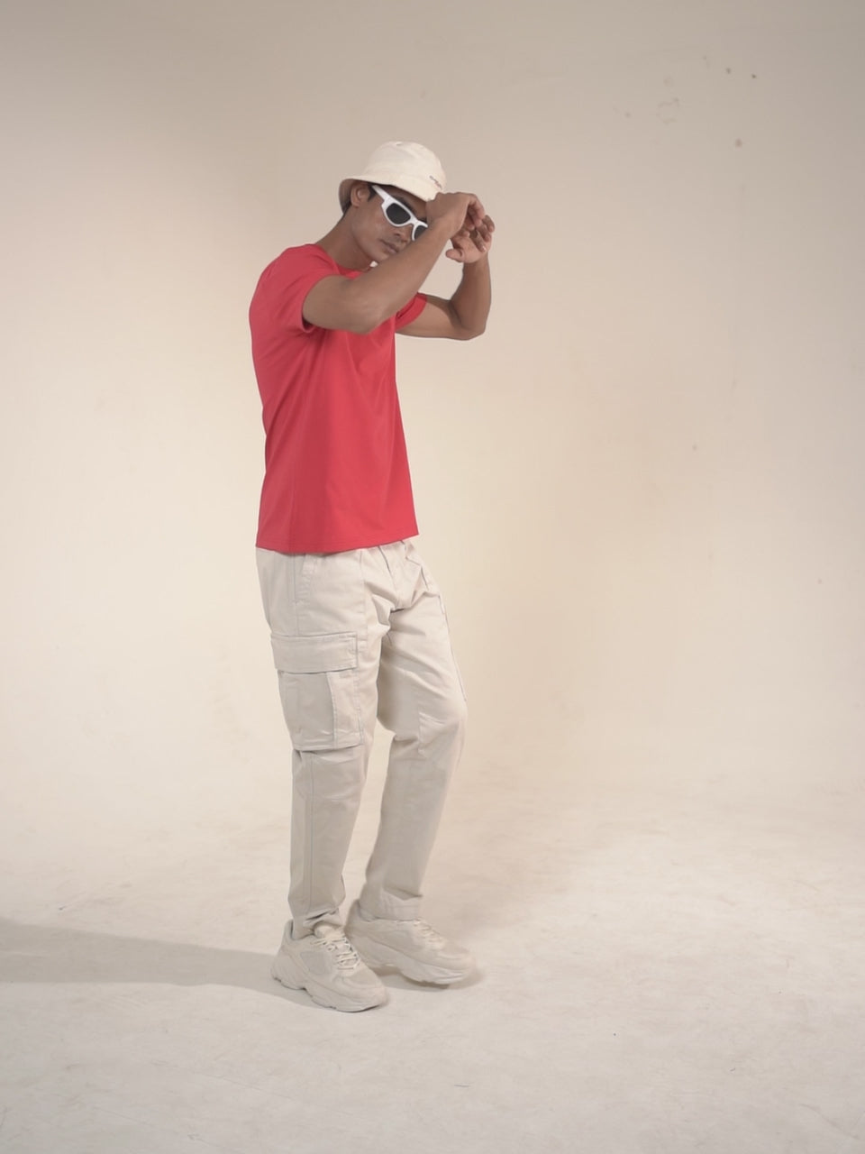 4-Way Stretch T-Shirt in Coral Red