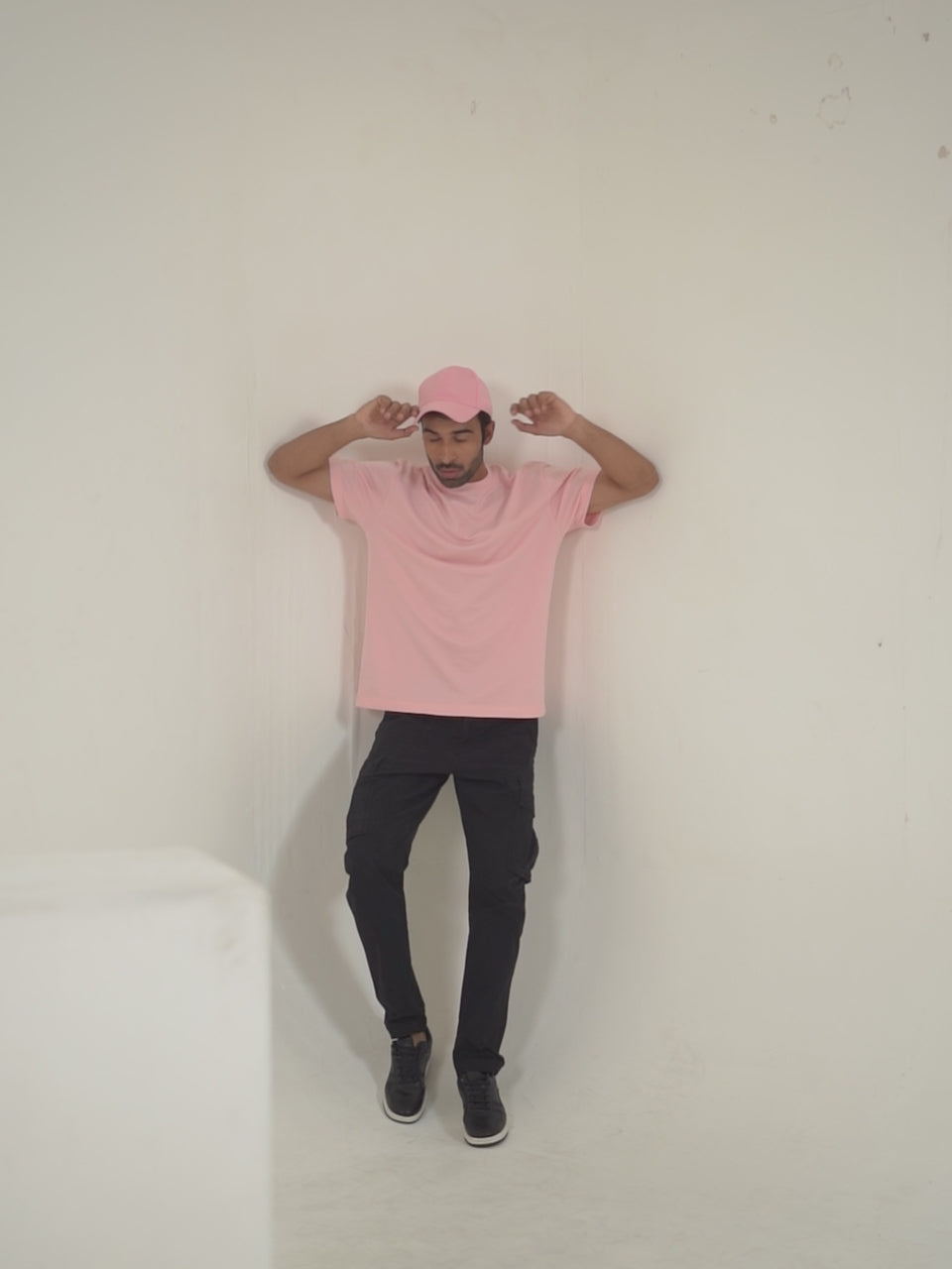 Oversized Round Neck T-Shirt in Salmon Pink