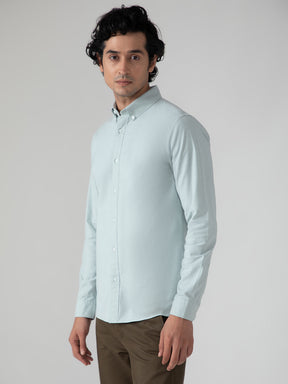 2 Way Stretch Oxford Shirt in Mint Green- Slim Fit