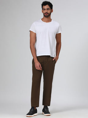 2 Way Stretch Pleated Chinos in Olive- Comfort Fit
