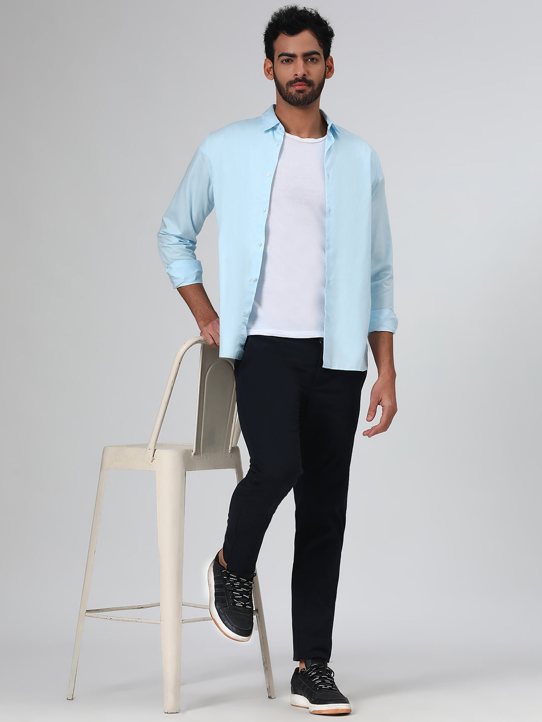 Organic Cotton Stretch Chino in Navy Blue- Slim Fit