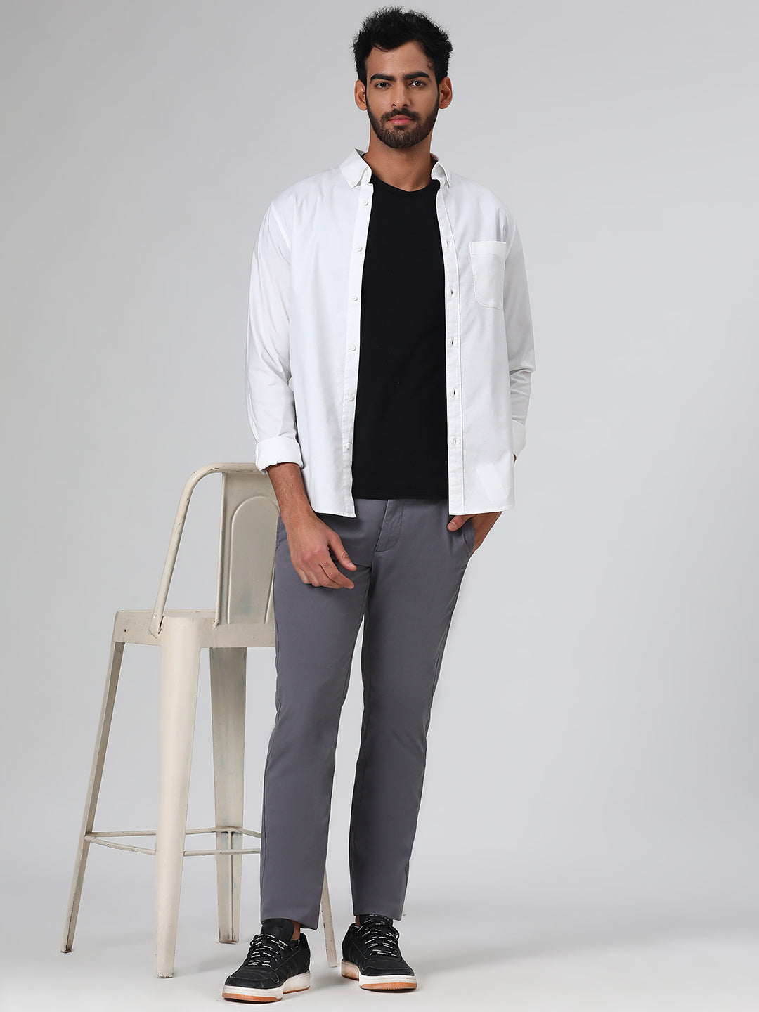 Organic Cotton Stretch Chino in Slate Grey- Slim Fit