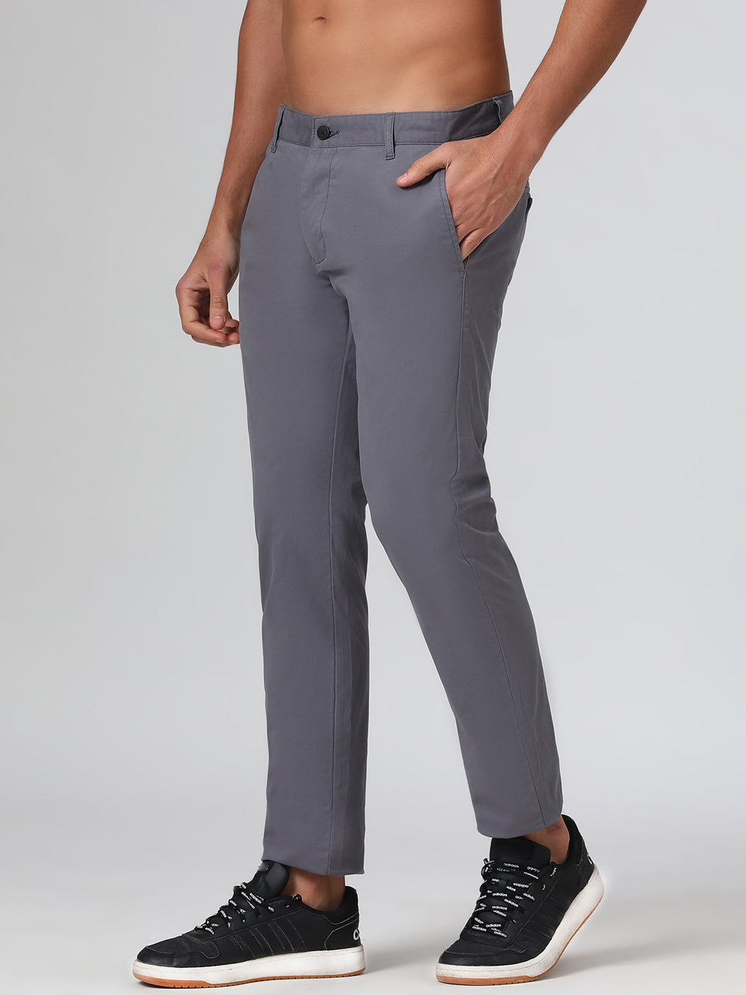 Organic Cotton Stretch Chino in Slate Grey- Slim Fit