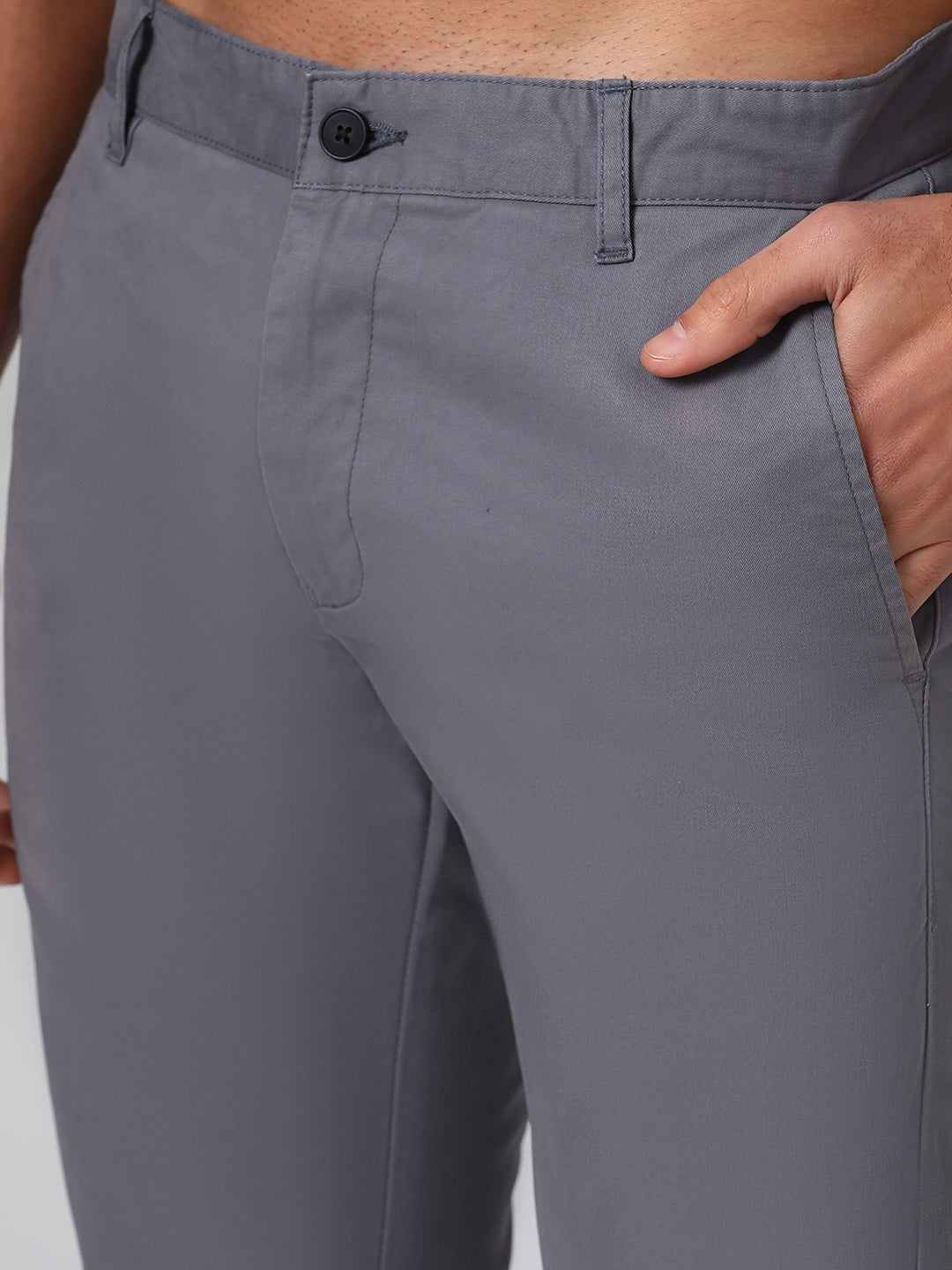 Organic Cotton Stretch Chino in Slate Grey- Slim Fit