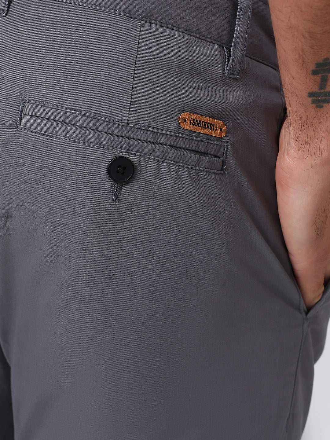 Organic Cotton Stretch Chino in Slate Grey- Slim Fit