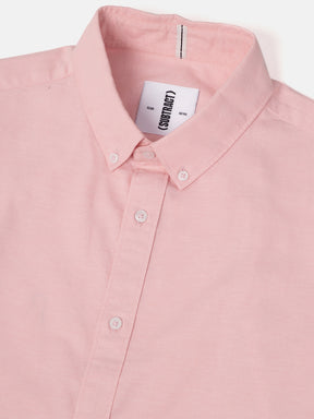 2 Way Stretch Oxford Shirt in Salmon Pink- Slim Fit
