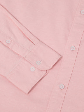 2 Way Stretch Oxford Shirt in Salmon Pink- Slim Fit
